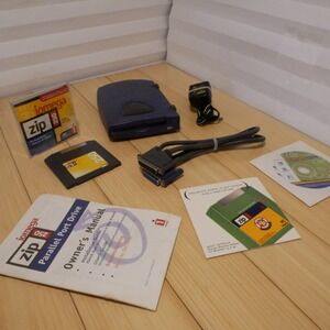Iomega 250MB Parallel Port External Zip Drive, Power Supply, Cable, CD & 1 Disk